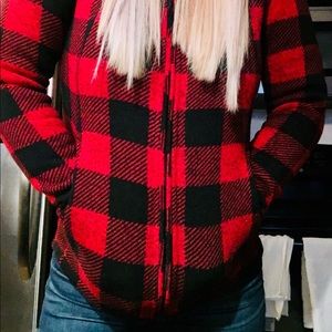 Northface fleece zip-up in buffalo check